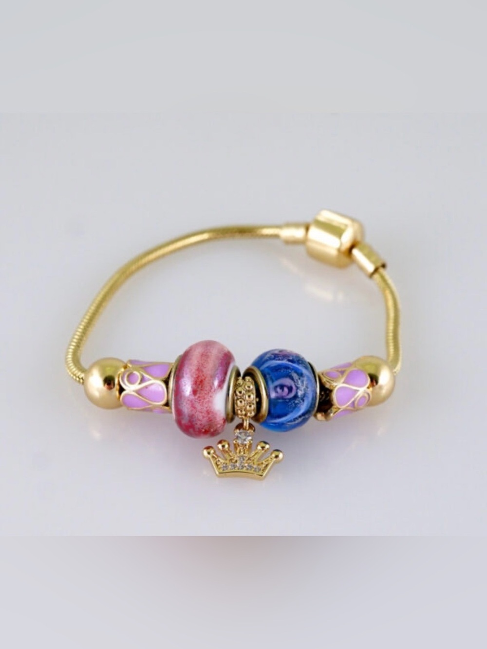 Princess Girl Bracelet Gold Color Crown Girly Charms